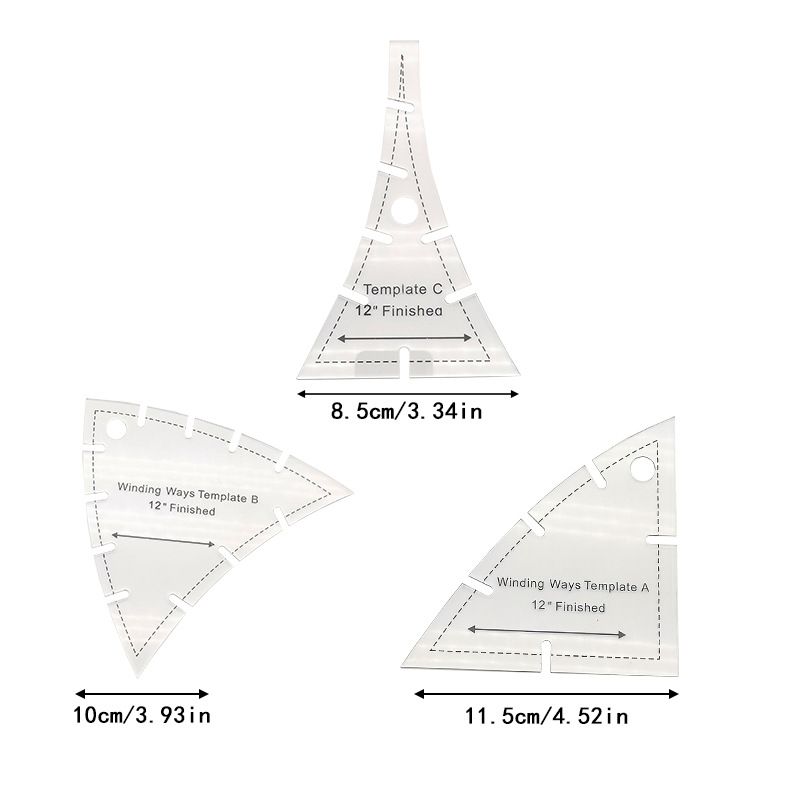 Set of 3 Patchwork Rulers Acrylic Quilting Ruler Sets for Patchwork Fabric Cutting Quilting Crafts Sewing Cutting — image 3