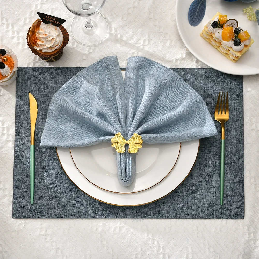 Fall Napkin Rings Set of 6, Ginkgo Leaf Bow Napkins Holders Rings for Holiday Party Dinner Wedding Banquet Dinning Table Settings - Gold β image 5