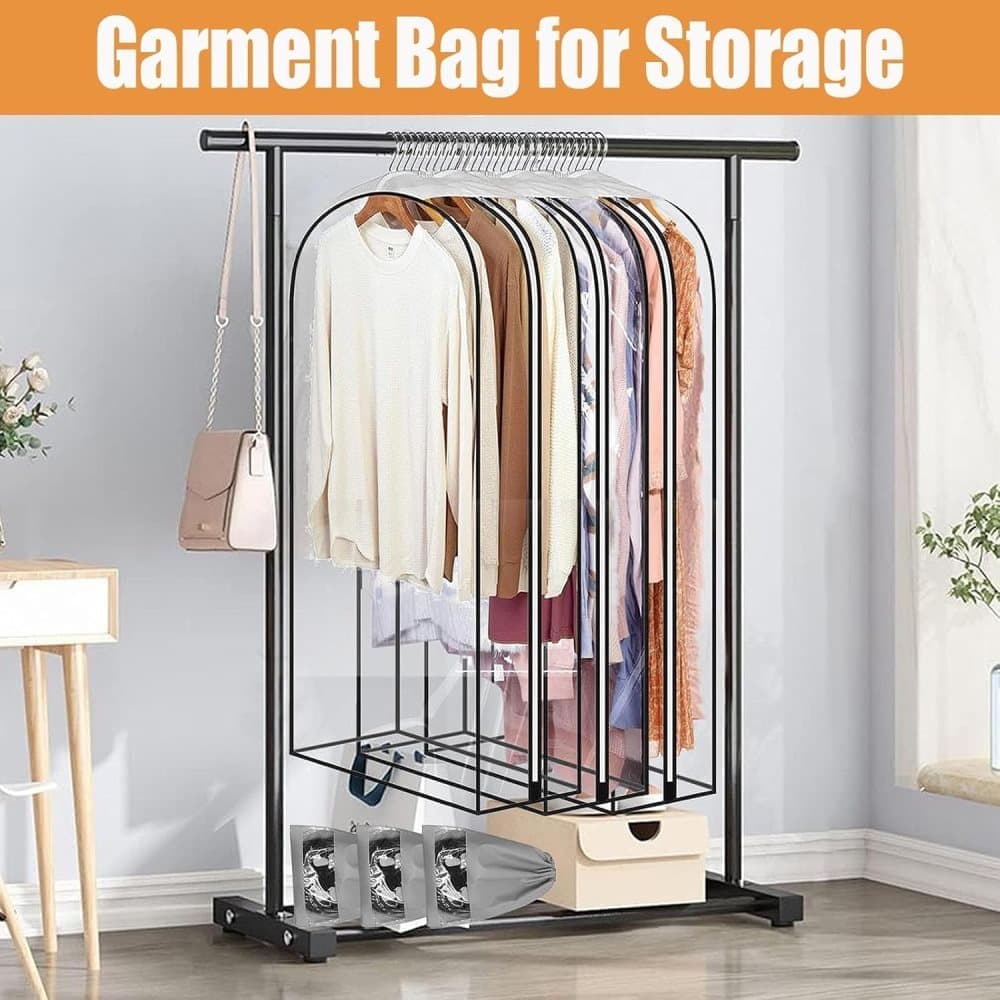 3-Pack Transparent Dustproof Garment Storage Bags with Zipper for Wardrobe, PEVA, 60 × 25 × 130cm — image 4