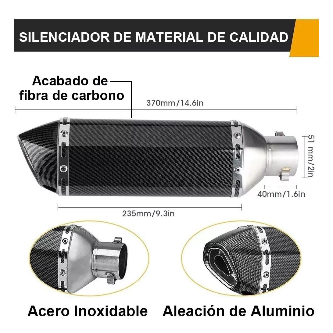 Universal Motorcycle Muffler Slip on Exhaust, Exhaust Pipe Silencers Motorcycles Muffler Tips for Scooter Motorcycle ATV Dirt — image 2