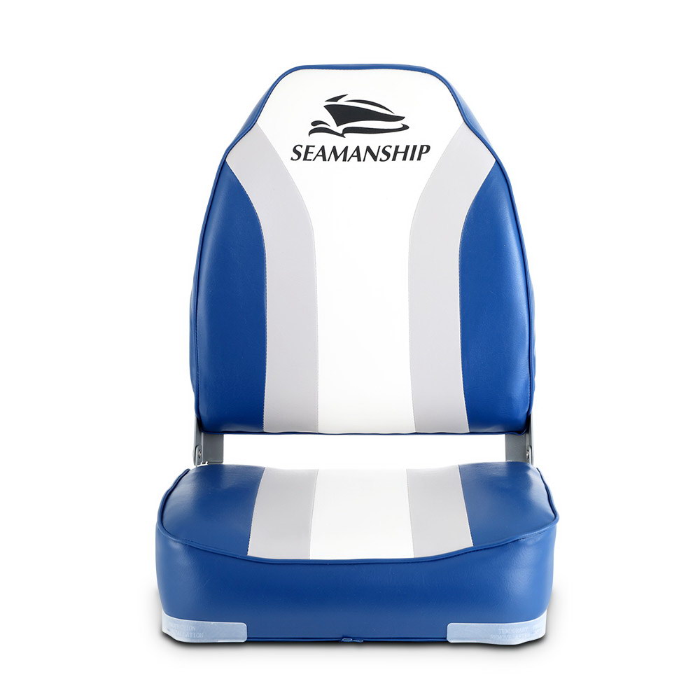 Seamanship 2X Folding Boat Seats Marine Seat Swivel High Back 12cm Padding Blue โ image 3