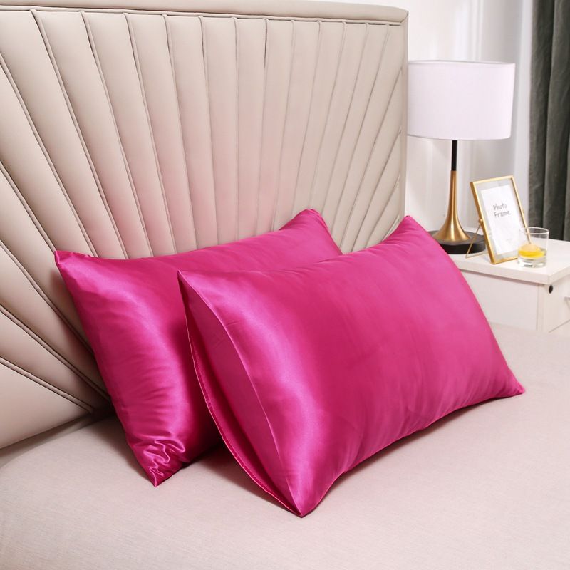 Pillowcase Polyester 60 Thread Count Solid Color Rose red 51 × 137cm【1 pack】