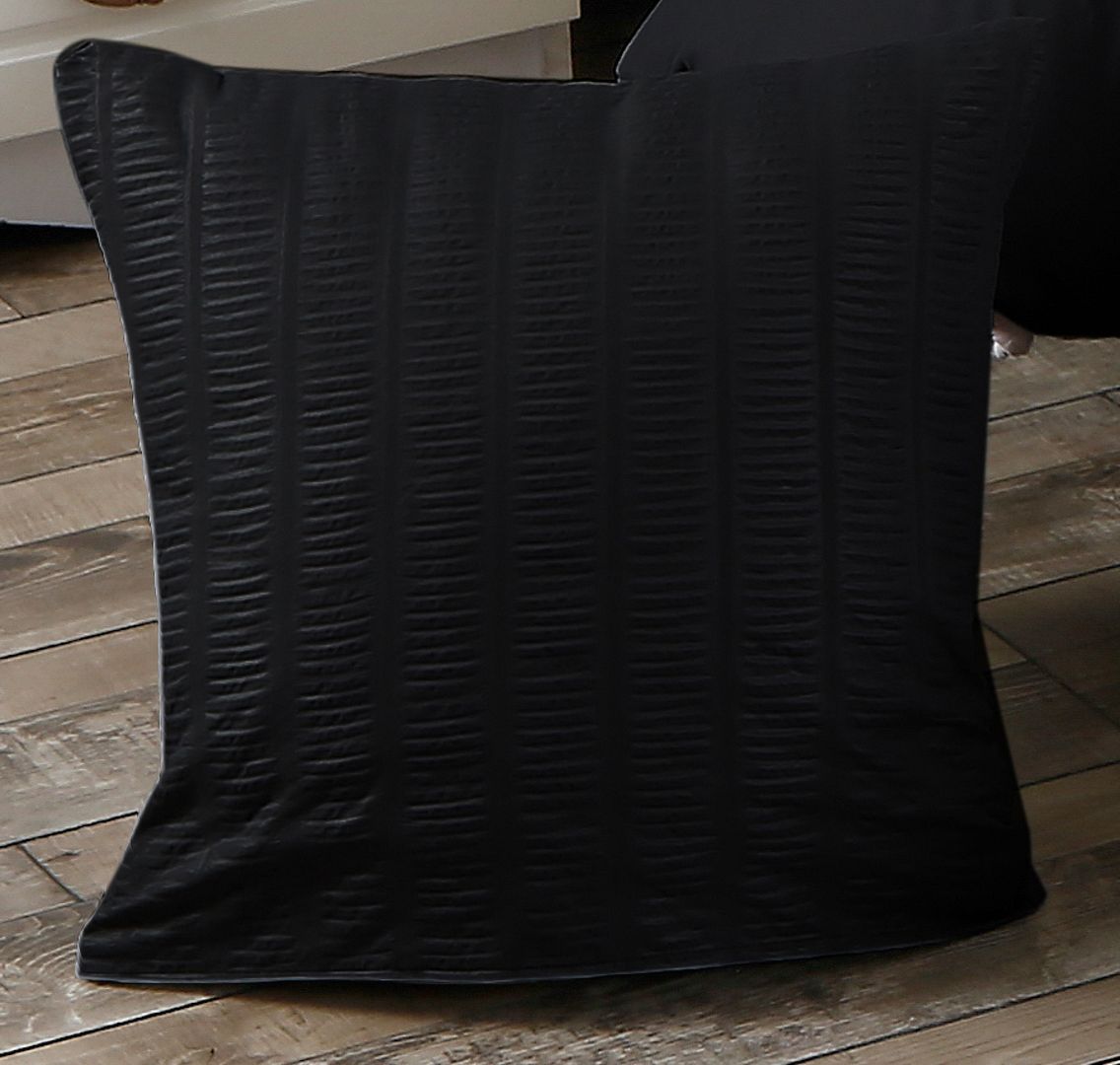 1000TC Premium Ultra Soft Seersucker Cushion Covers - 2 Pack - Black — image 2