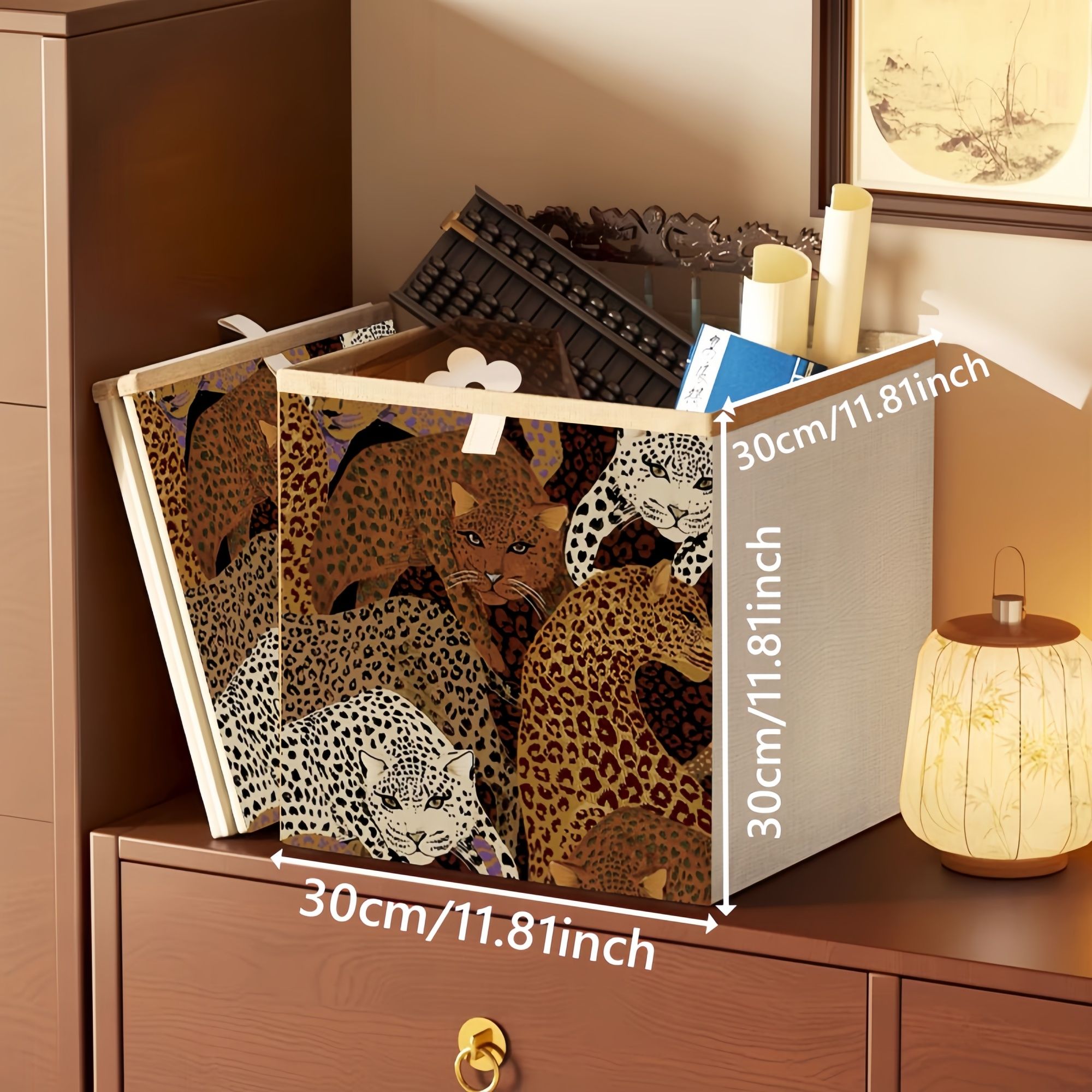 2 Packs Collapsible Storage Bins, Retro Style Foldable Storage Box for Toys, Clothes, Books, Closet & Shelves, Durable Home Storage Basket Organizer — image 4