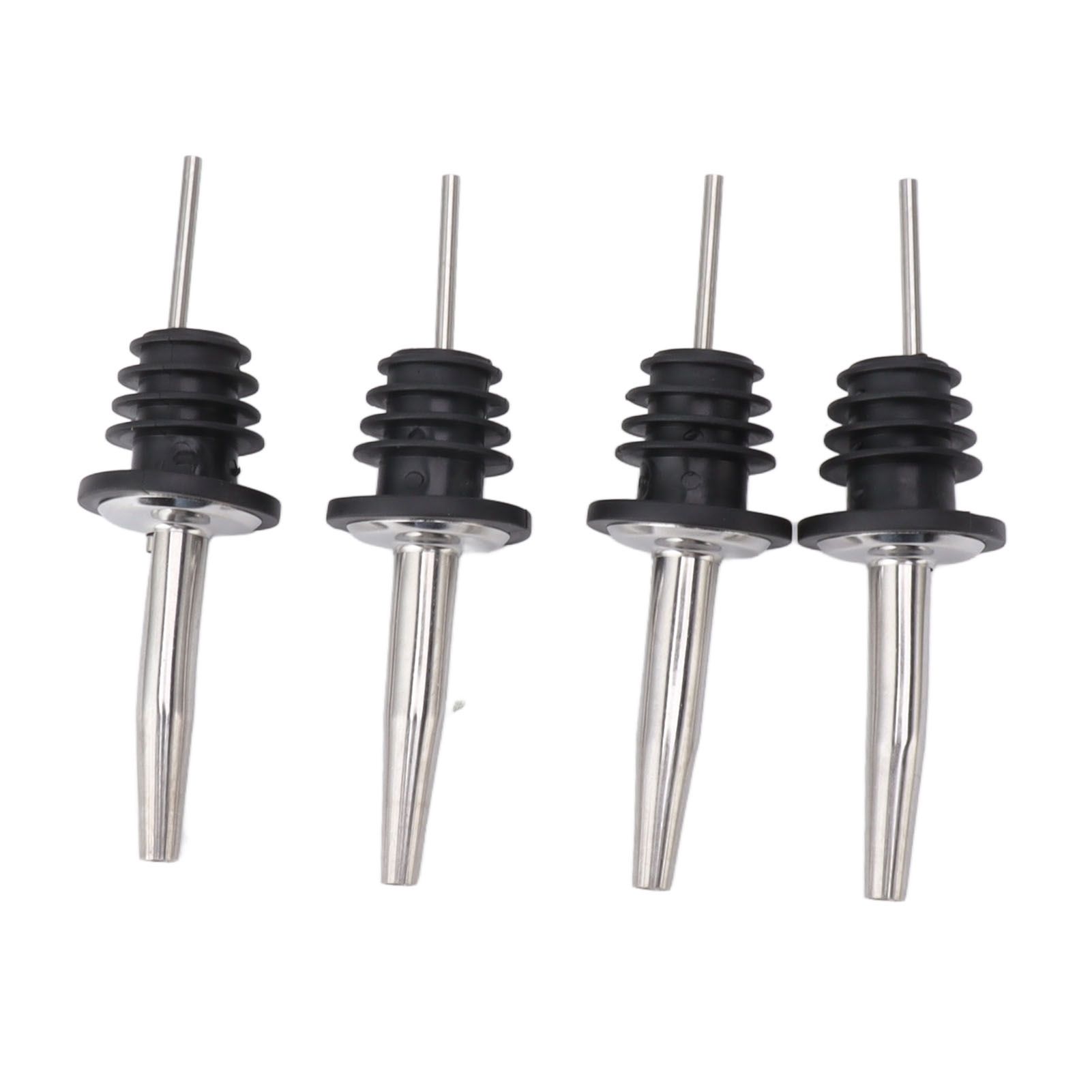 24pcs Stainless Steel Bottle Pourers with Black Plastic Cover Conical Design Rust Protection Liquor Pour Spout for Bar — image 5