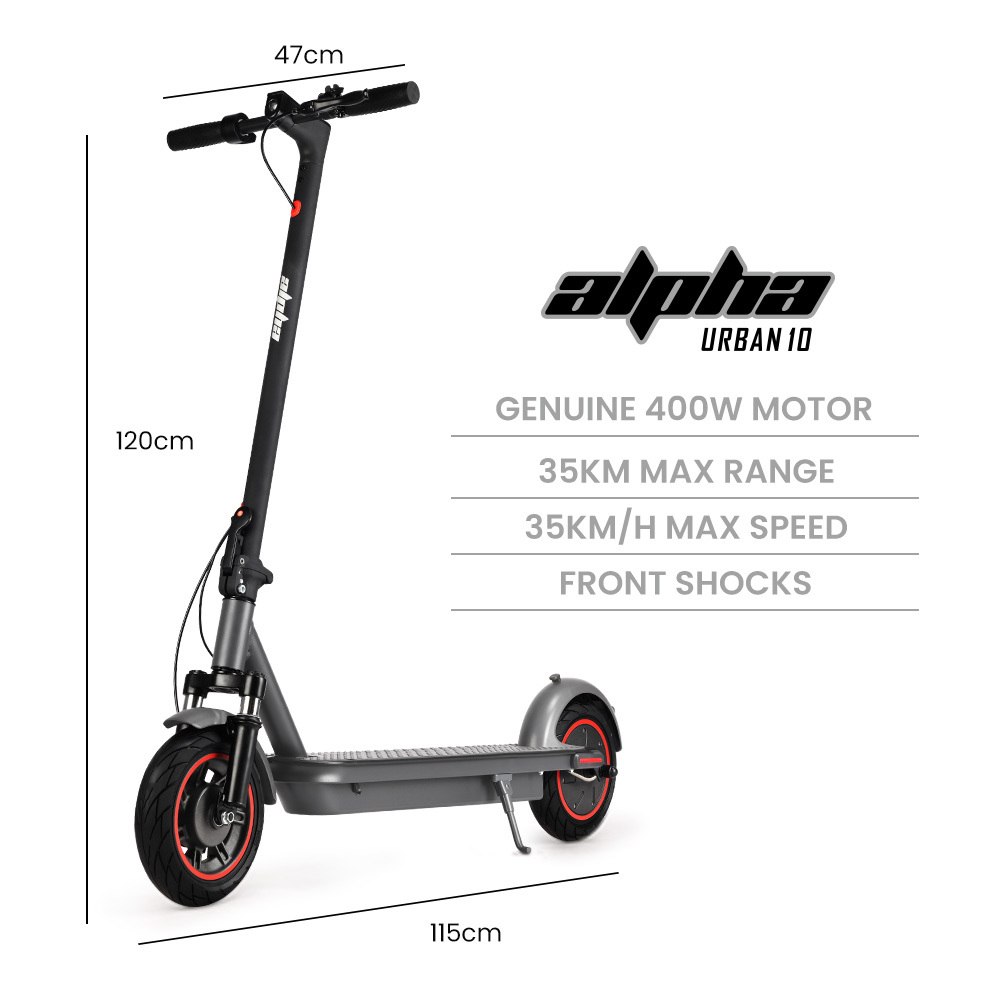 ALPHA Urban 10 Electric Scooter, AU Compliant, 35km/h, Suspension, 35km Range, 10-Inch Wheels, Brushless Motor, Free APP, Motorised Commuter eScooter for โ image 3