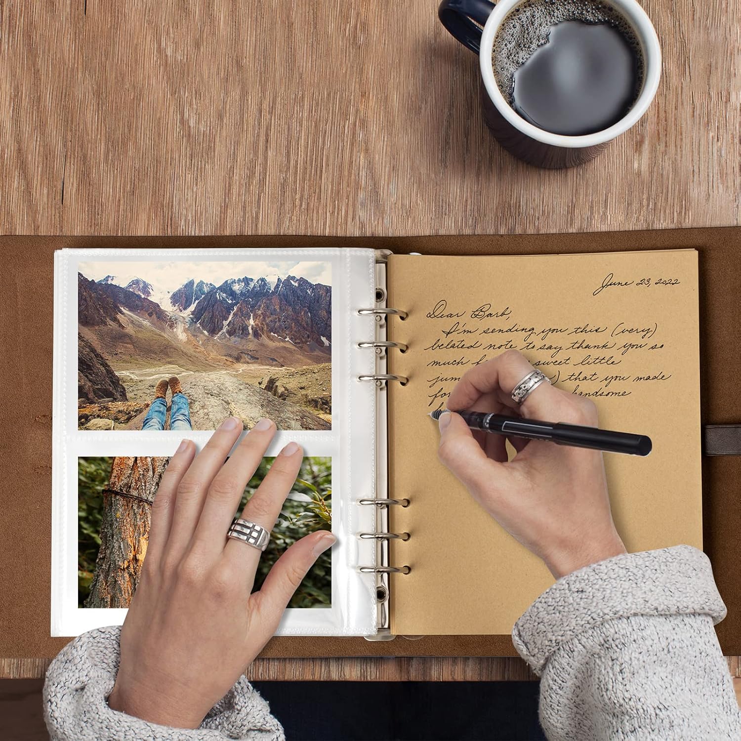 Photo Album 4x6 200 Photos, Genuine Leather Photo Albums with Writing Space with 30 Writing Paper, Travel Family Wedding Kids Graduation Ultrasound Baby — image 2