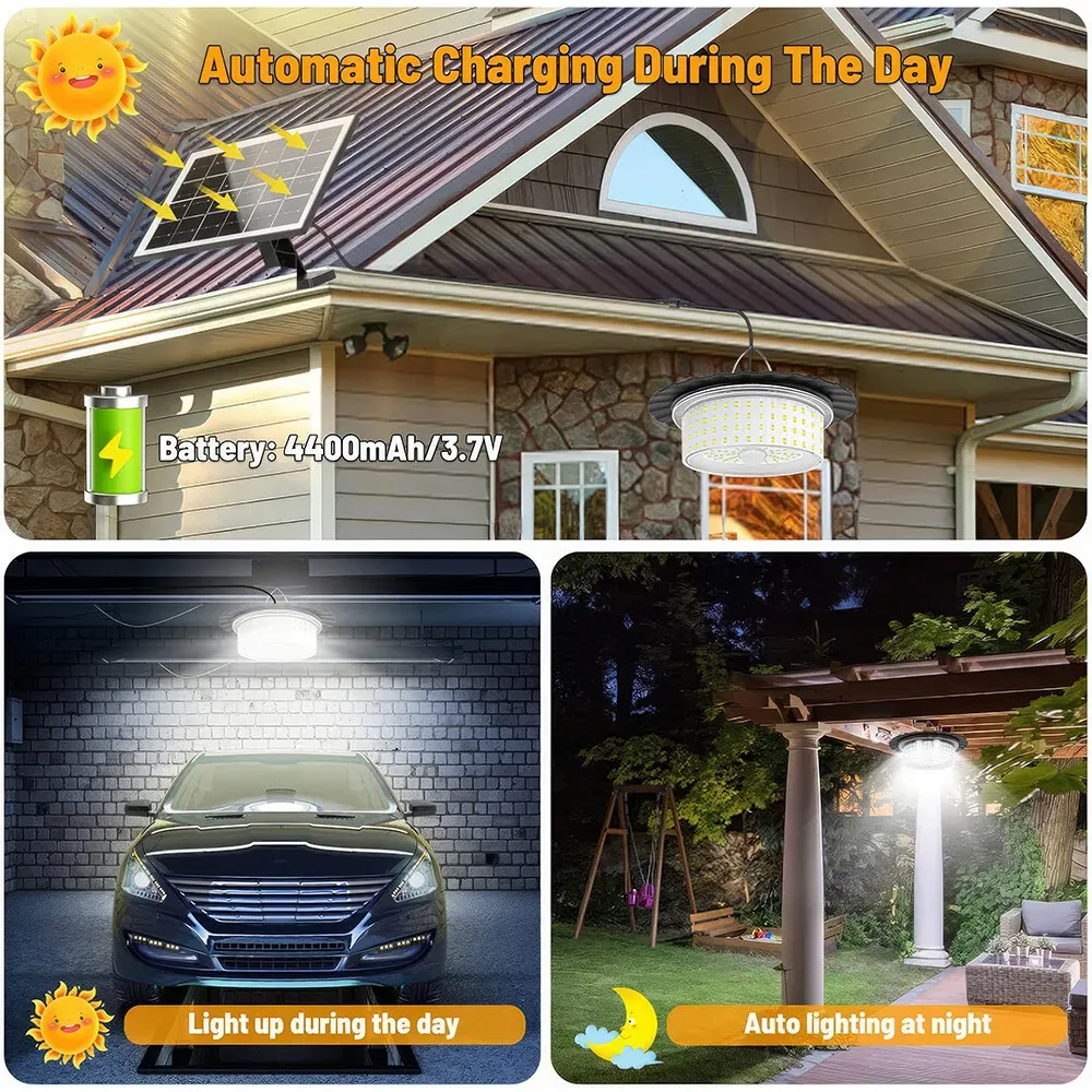3000LM Black Solar Shed Light with 244 LEDs, Remote Control, 5 Modes, IP65 Waterproof — image 2