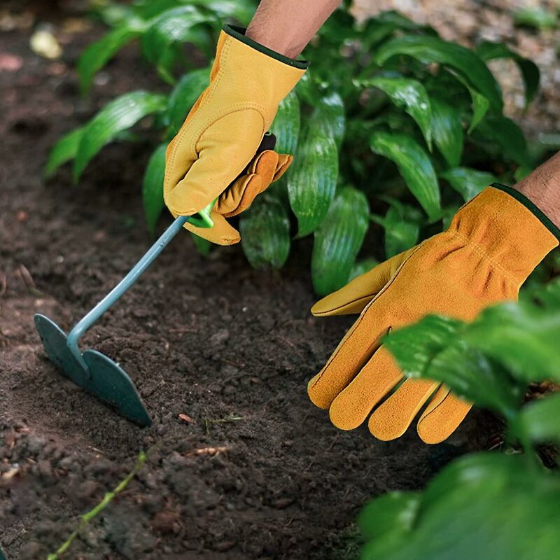 Cowhide Work Gloves, For Drivers, Diy, Gardening, Storage, Farm Work, Multifunctional (L, Yellow) โ image 4