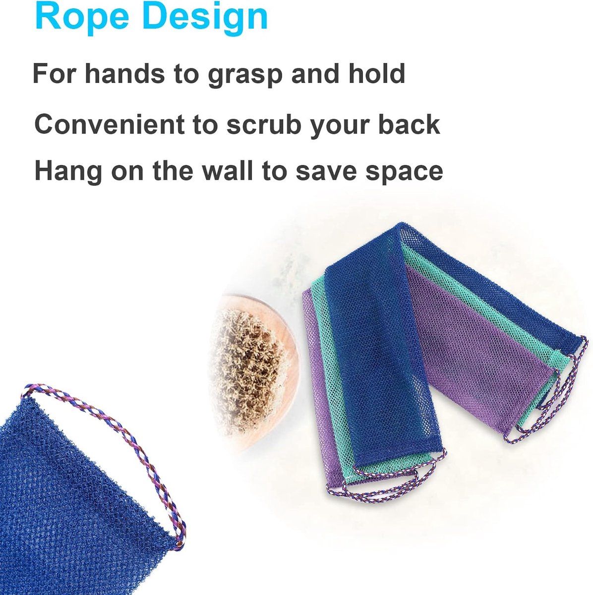 2 Pack African net sponges, African sponge, fast foaming, rough cleaning, lightweight and easy to use, Purple, green, 75 x 14 x 0.5 cm โ image 5