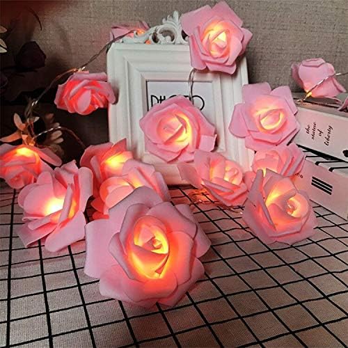 1 Piece Pink Rose LED Fairy Lights for Bedrooms, Weddings and Party Decor, Decorative Flower String Lighting for Indoor Ambience