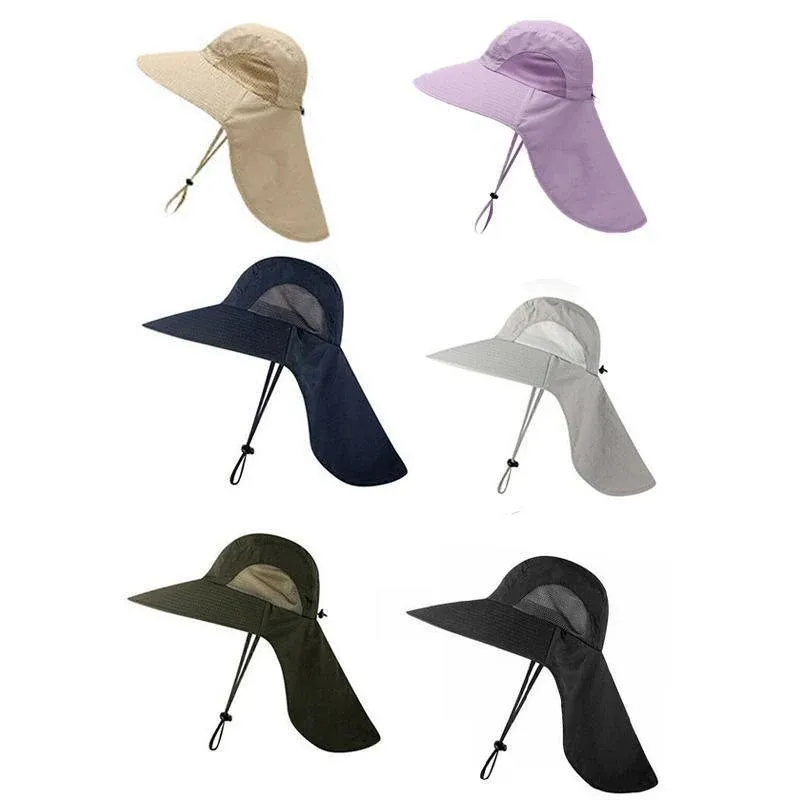 1x Neck Flap Cap Unisex Outdoor Sport Fishing Hat Sun Protection Wide Brim Cover - Purple โ image 3