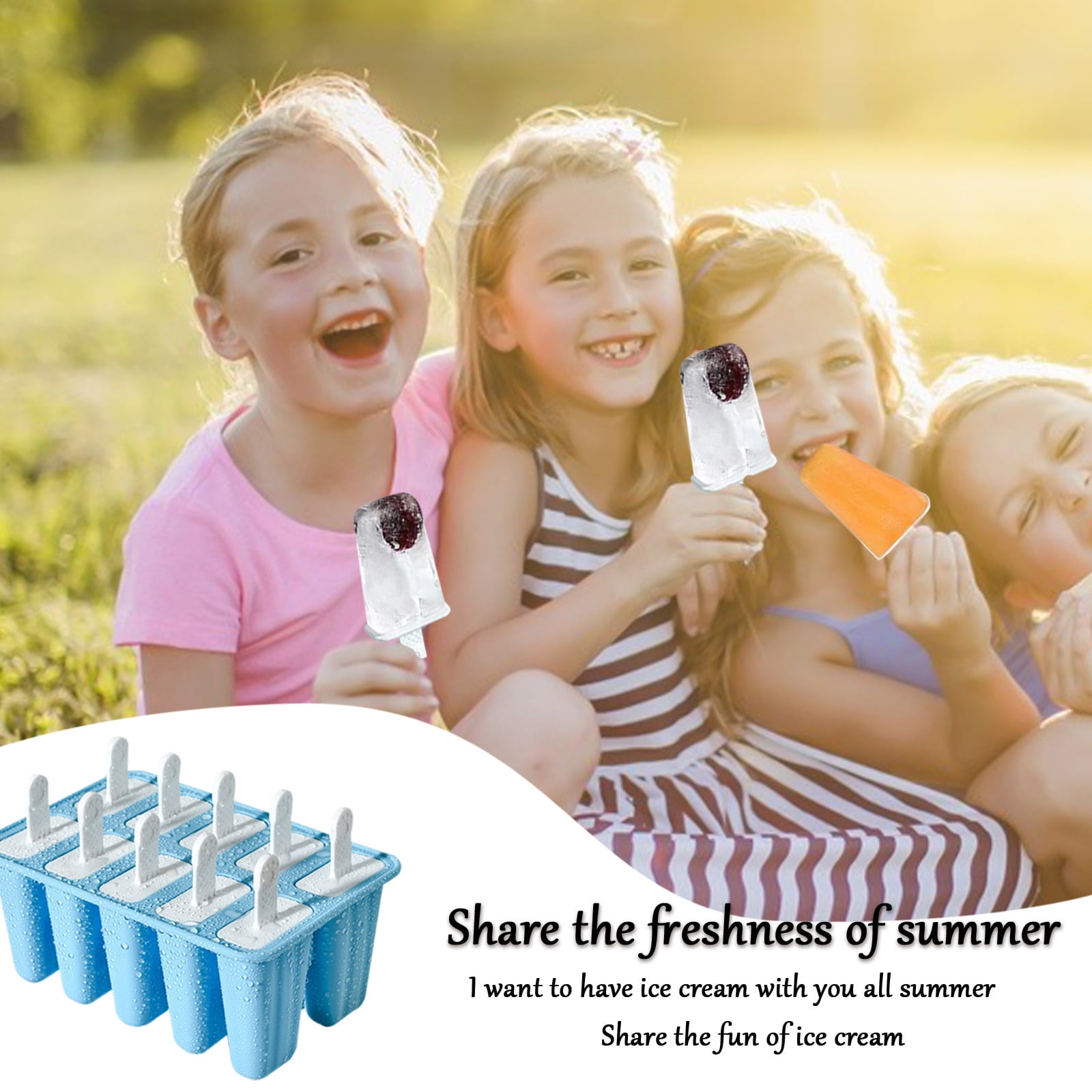 Popsicle Mould, Popsicle Molds 10 Pieces Silicone Ice Molds BPA Free Popsicle Mold Reusable Easy Release Ice Make Light Blue — image 5