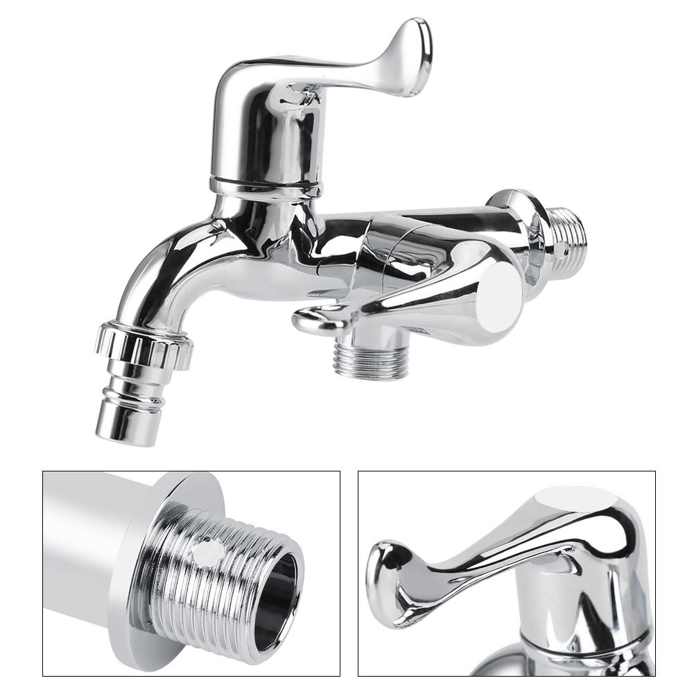 ABS Washing Machine Faucet Sink Basin Water Tap with Double Spout&Handle G1/2 Tail Handle β image 5