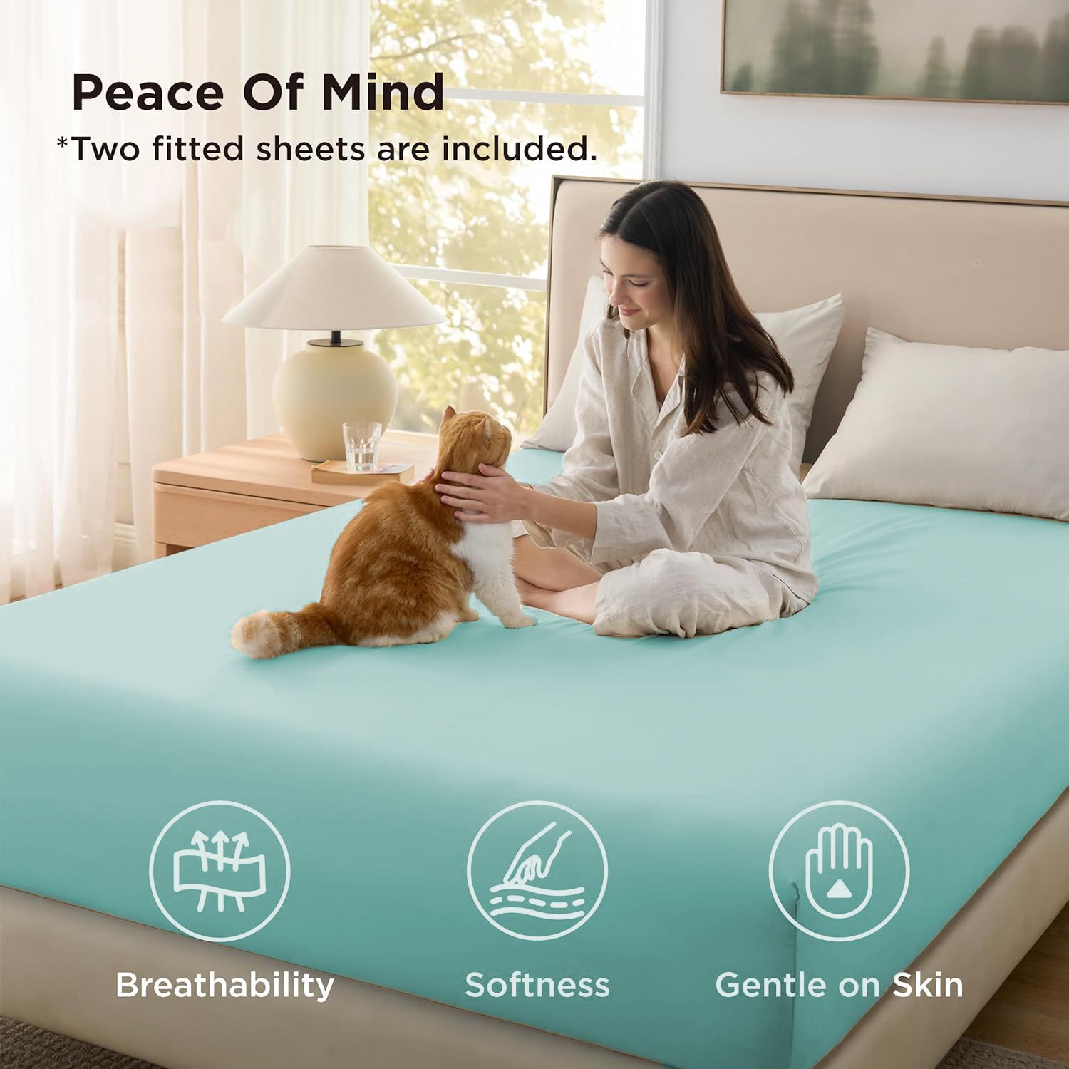 Hotel Soft Bed Sheet Set- Bedding Sheets & Pillowcases -Breathable Bedding - Wrinkle, Fade, Stain Resistant-Deep Pocket Flat Fitted Bed Sheet Set(Ice — image 4