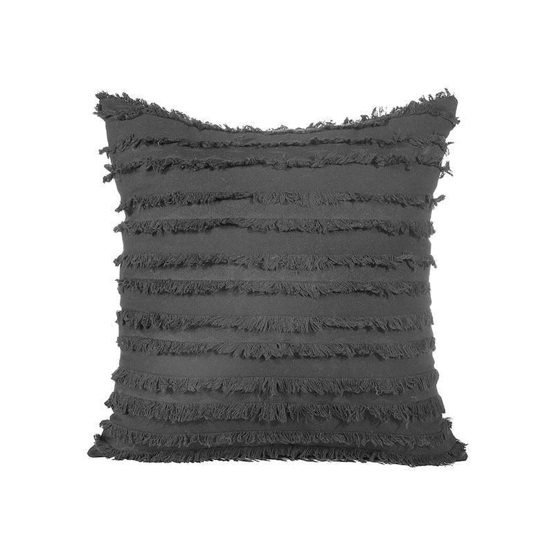 Boho Tassel Fringe Striped Cushion Cover Soft Home Decor Sofa Throw Pillow Case - Black