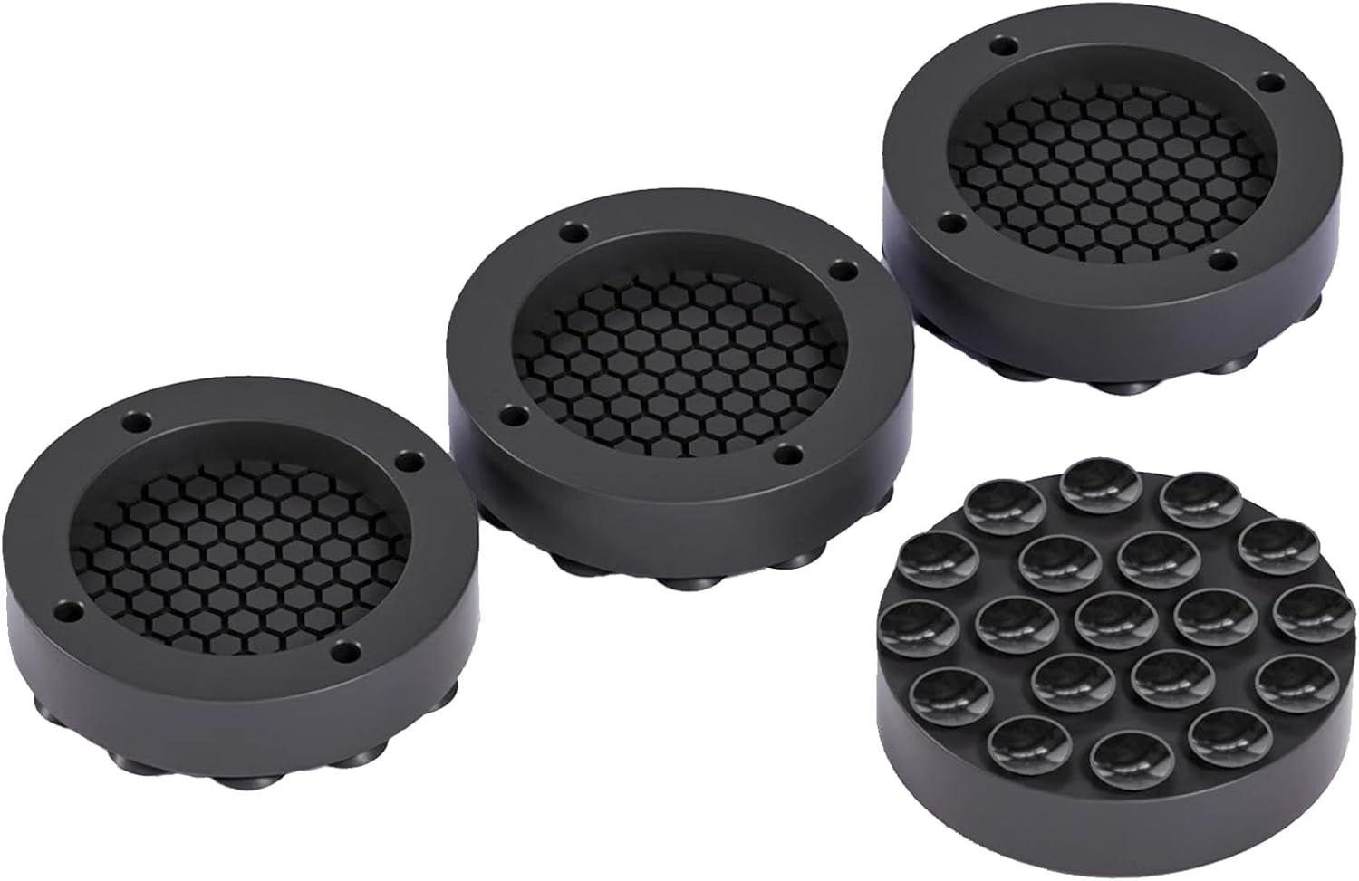 4 Pieces Anti-Vibration Pads for Washing Machines and Dryers, Non-Slip Rubber Feet to Reduce Noise, Movement and Floor Damage, Black