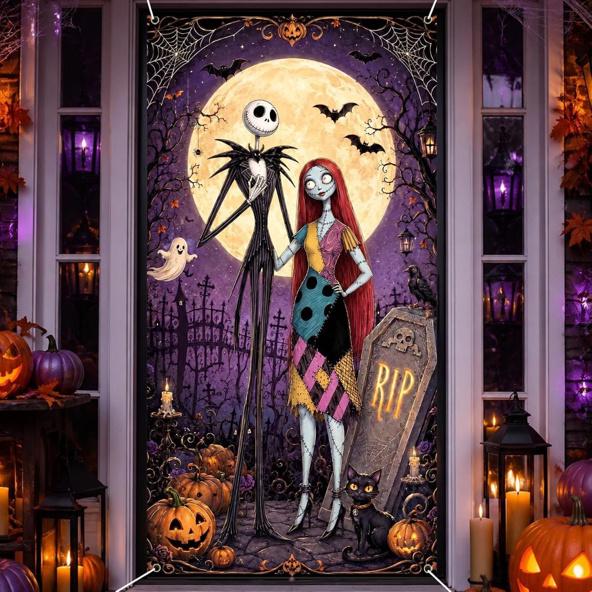 Halloween Scary Ghost Door Cover Decorations Indoor, 3D Door Cover for Halloween Decorations, Scary Home Party Supplies Front Room Decor - Multi-color — image 2