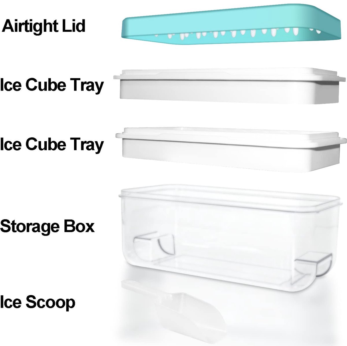 Frozen Ice Cube Trays - Food Grade Ice Cube Molds with Lids - Ice Cube Molds - 2 Layers, Blue - Releases all ice cubes in one second - Ice Cube Molds โ image 2