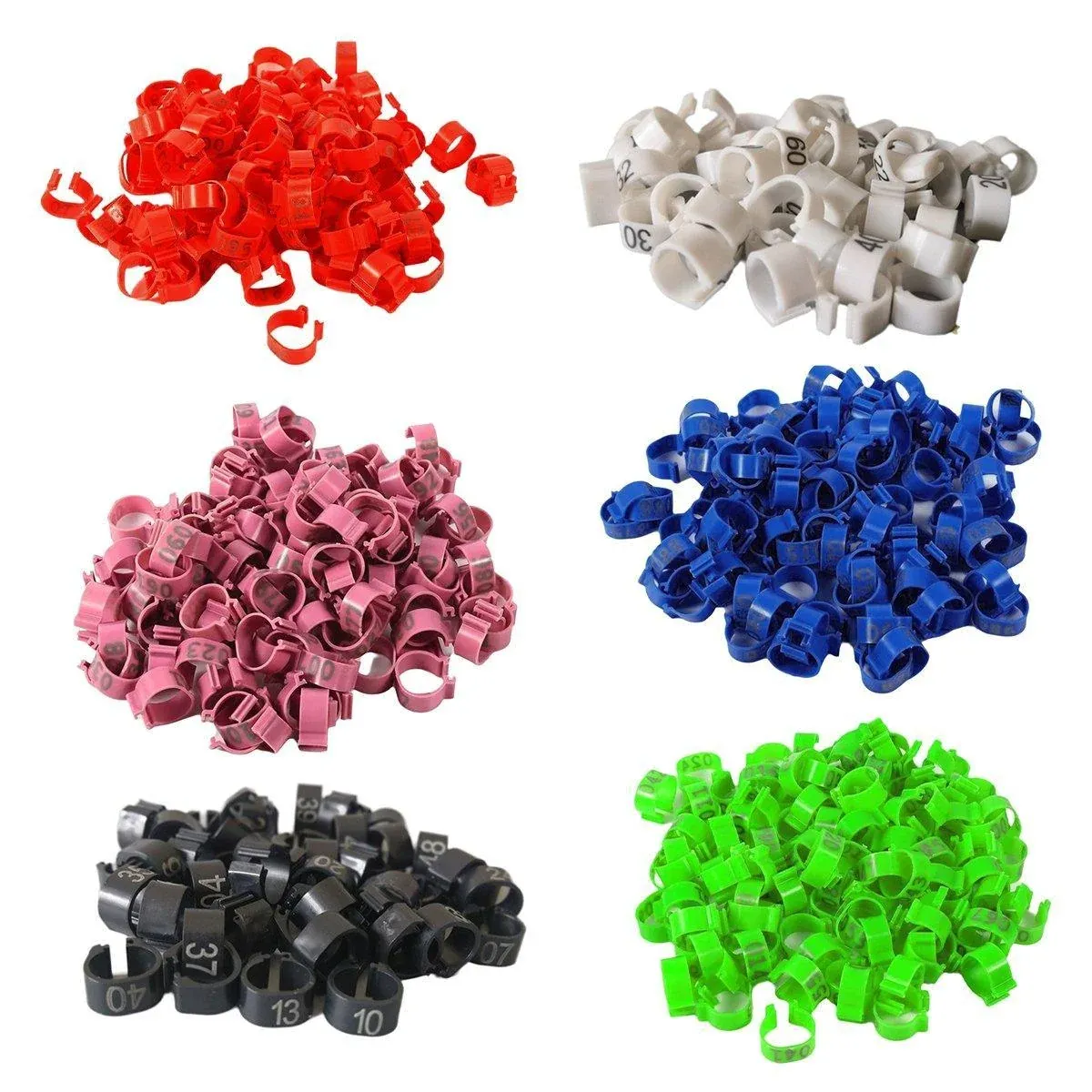 100X 001-100 Digital Numbered Bird Leg Band Rings Clip For Pigeon Parrot Poultry - Black β image 3