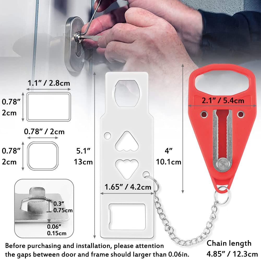 Portable Door Lock, Strong Multi Size Hotel Door Lock, Travel Door Stopper Lock for Additional Safety, Anti-Theft Door Security โ image 2