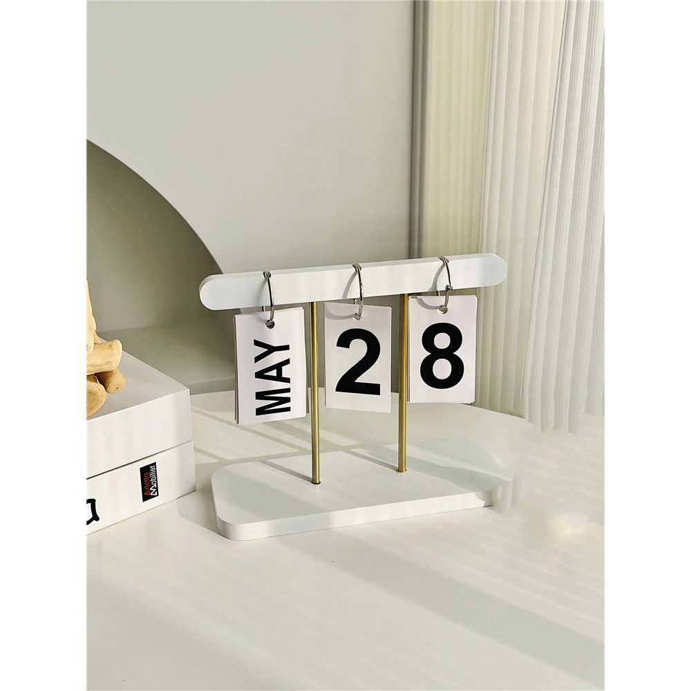 Perpetual Daily Flip Calendar for Desk Reusable Office Desktop Decor Home Accessories Photography Props (White) — image 5