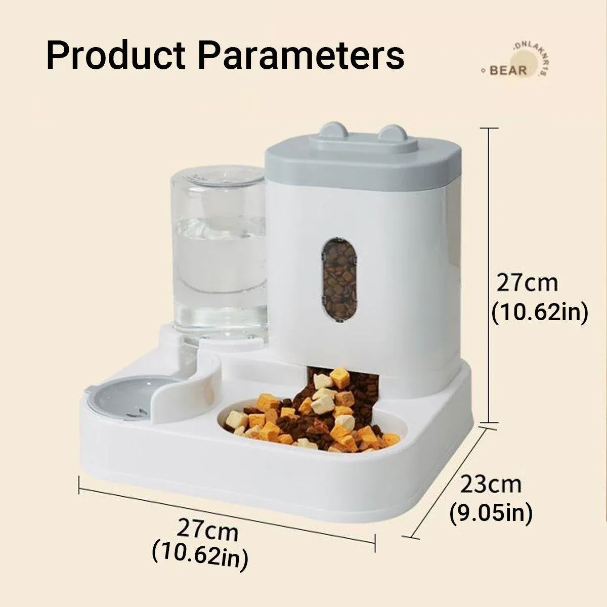 2in1 Pet Bowl Vertical Feeder and Drinker Cat Dog Bowl Water and Food in One - Grey โ image 4