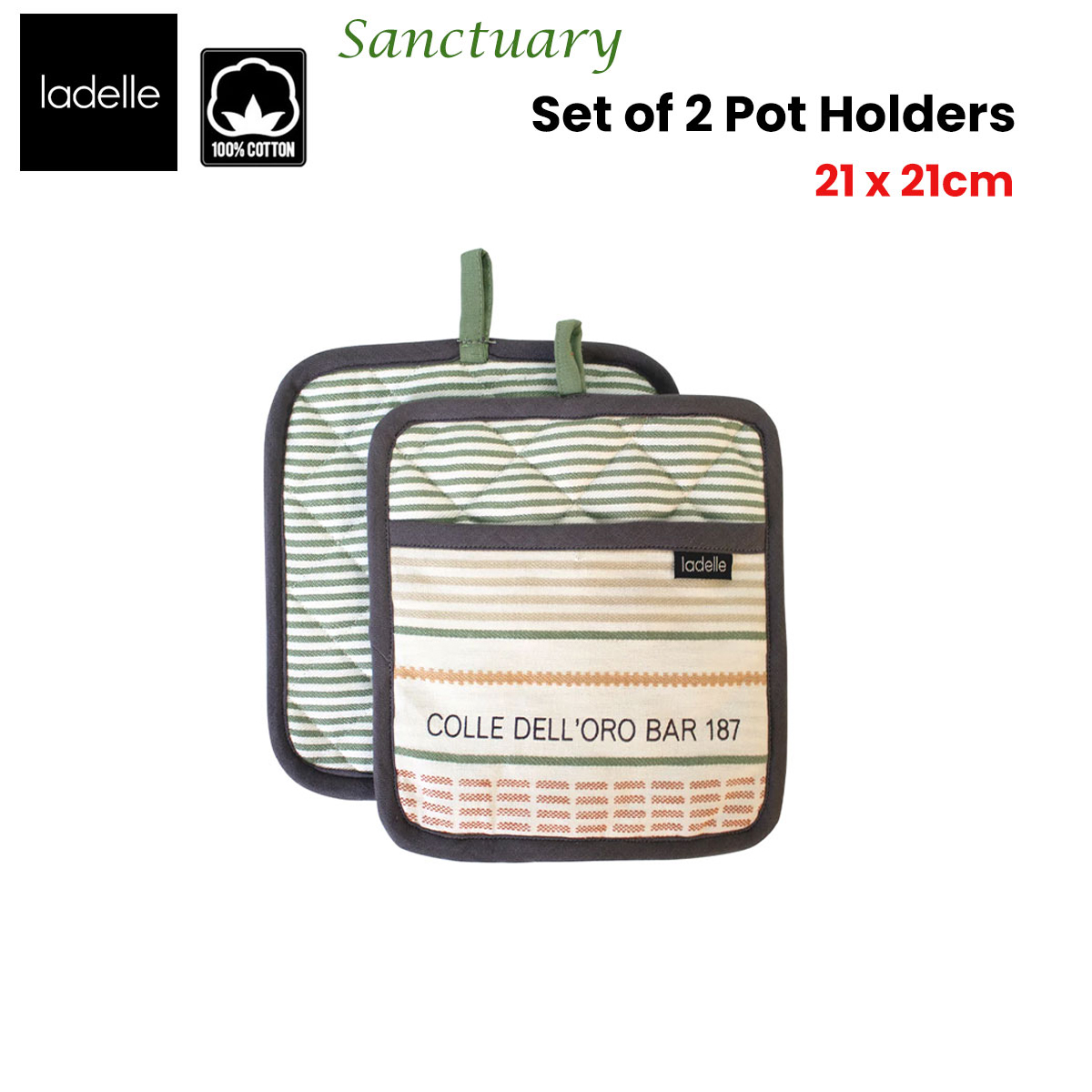 Ladelle Sanctuary Cream Set of 2 Pot Holders 21 × 21 cm — image 2
