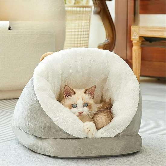 Cat Bed - Comfortable Slipper-Shaped Cat Bed - Semi-Enclosed Pet Den - Suitable for Indoor Cats and Small Dogs - Warm Plush Cat and Dog Bed - Non-Slip Bottom — image 3