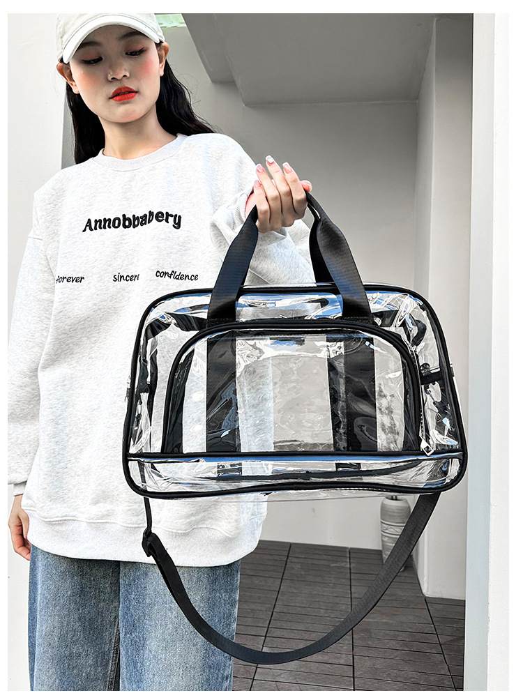 Black transparent Multi-Purpose Clear PVC Bag - Travel, Fitness, Storage Tote (50x32x18cm) โ image 3