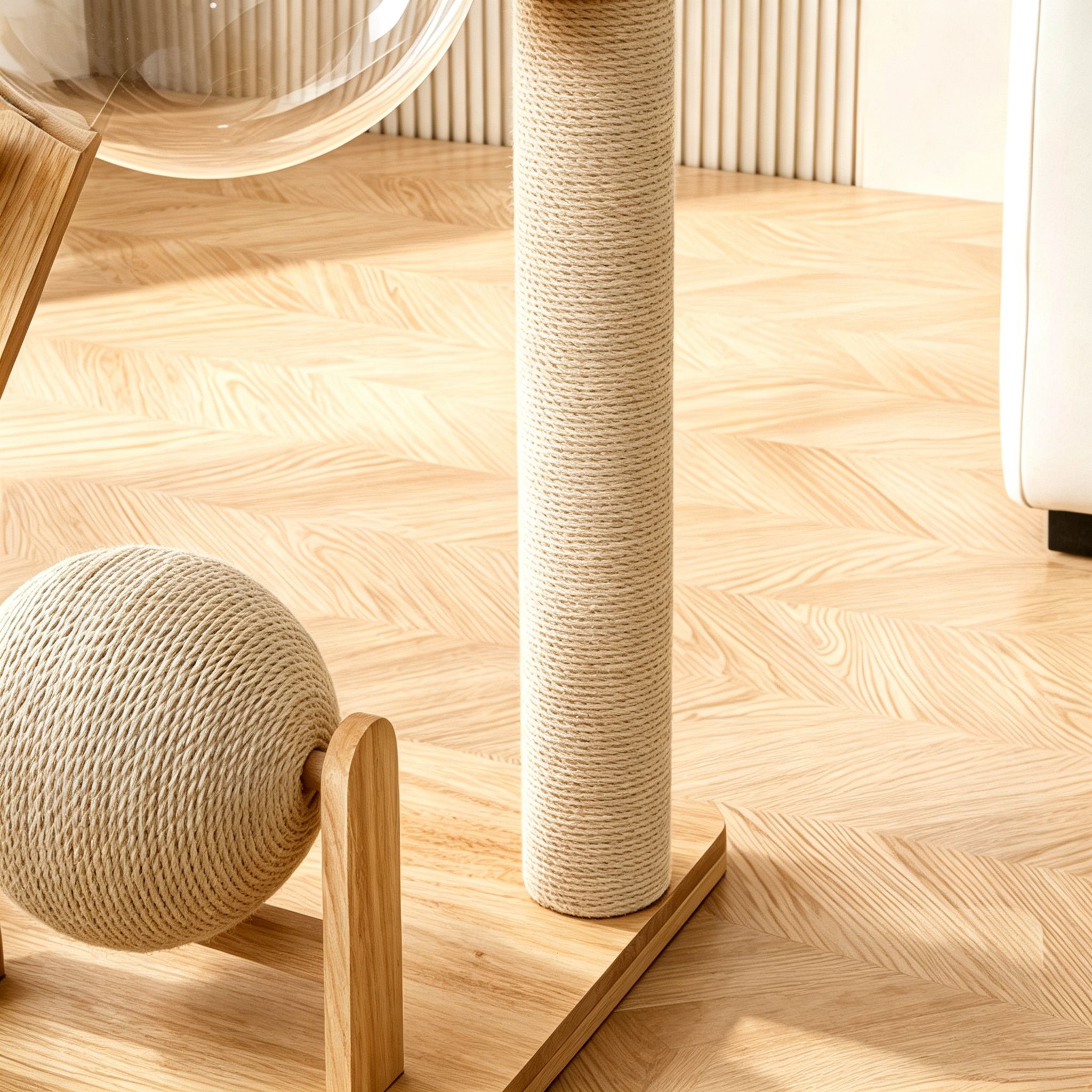 Rubber Wood & Acrylic Cat Tree (Wide) β image 3