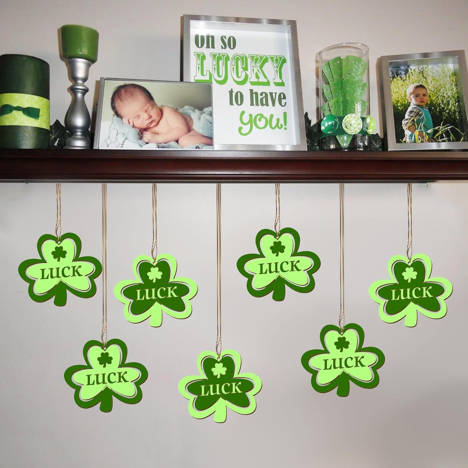 20Pcs Wooden Shamrock Ornaments to Paint, 3.2 Inch St. Patrick's Day Unfinished Wood Shamrock Cutouts, DIY Blank Luck Clover Shape Hanging Ornaments Ropes with — image 5