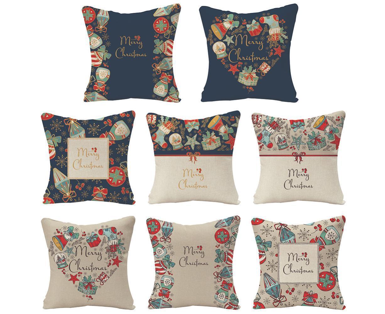 Merry Christmas Throw Pillow Covers 18x18 Inch, Xmas Trees Decorative Cushion Cases for Home Decoration - Navy Blue — image 5