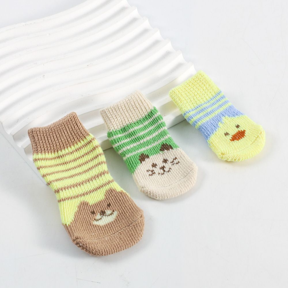 Pet Dog Socks Cartoon Pattern Non Slip 4 Pack Aqua green ripple [4 pack] M [recommended sole width is about 4] 2.5-6kg pounds — image 3