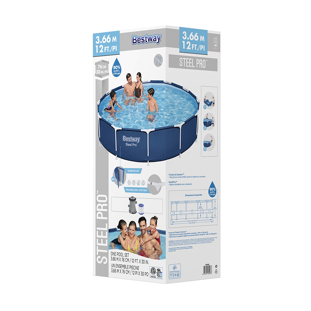 Bestway Swimming Pool 366x76cm Steel Frame Round Above Ground Pools w/ Filter Pump 6473L โ image 4