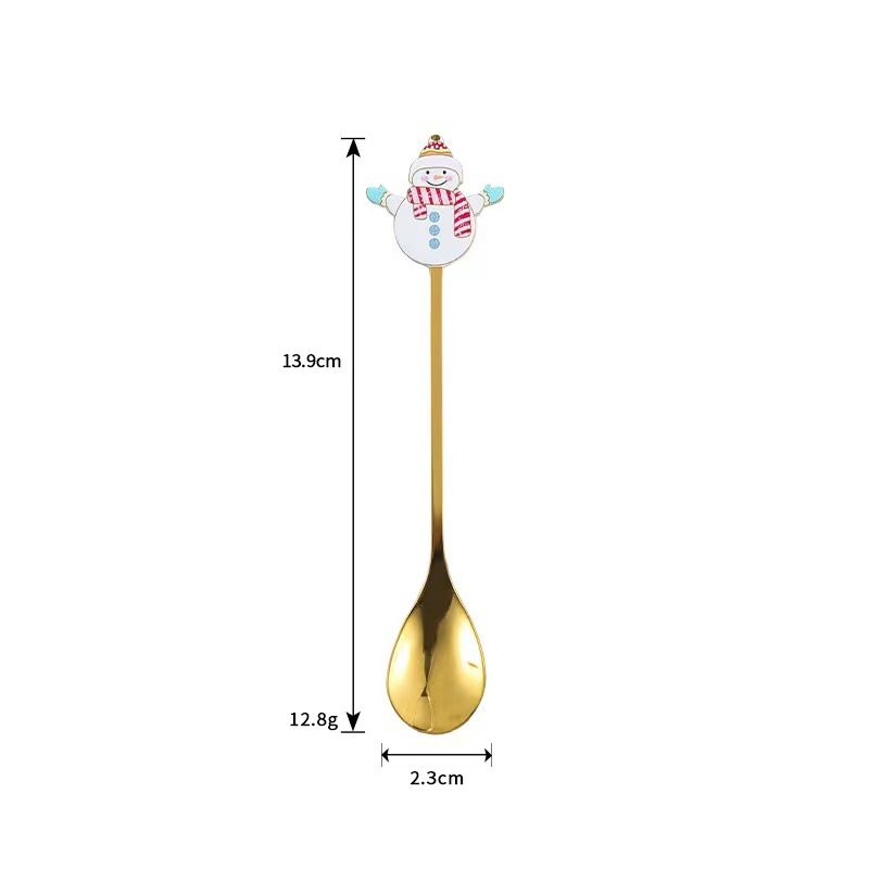 4 Pack Gold Christmas Coffee Spoons, 304 Stainless Steel Dessert and Tea Spoon Set for Holiday Table Settings — image 5
