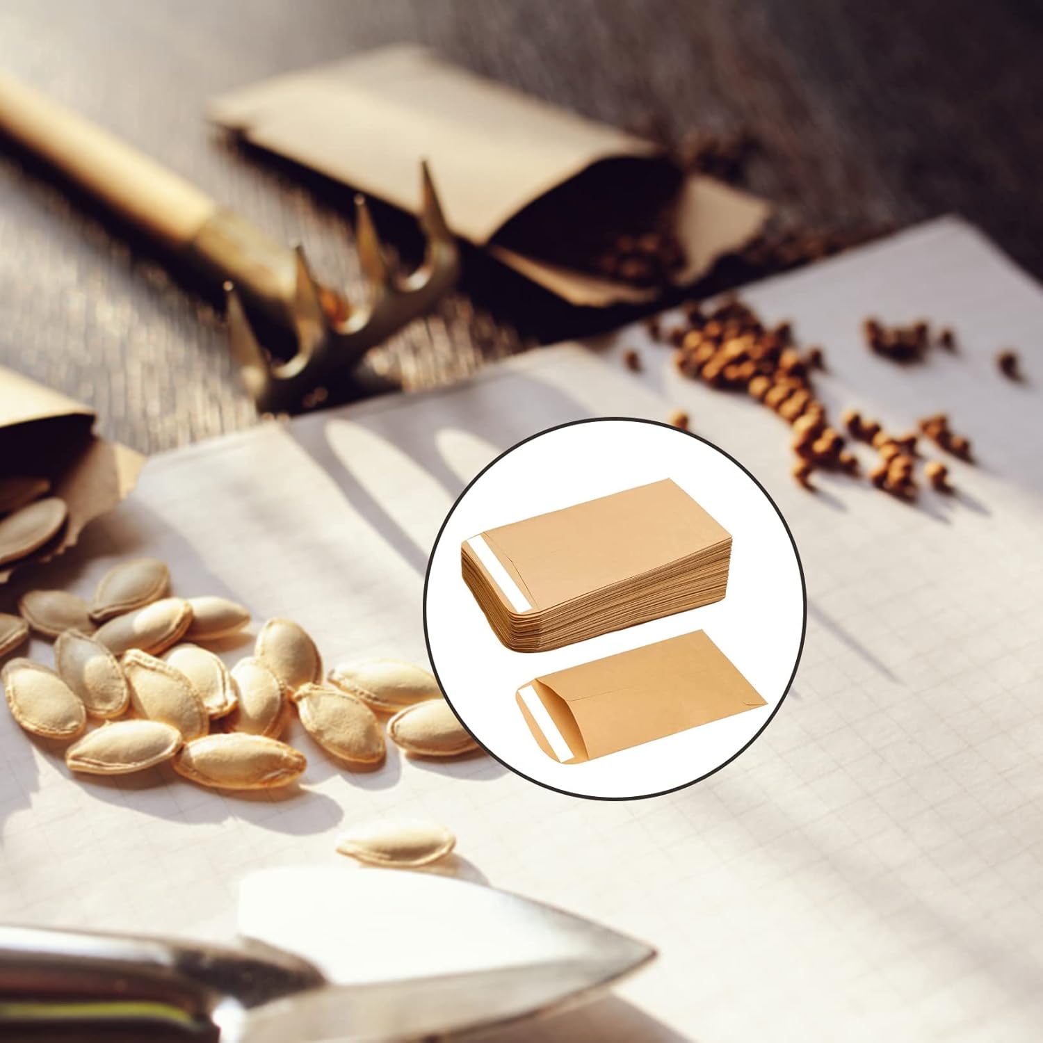 50 small brown seed envelopes - 6x10cm mini brown seed envelopes - envelopes for coins and small parts - small brown kraft paper bags for small items - seeds โ image 3