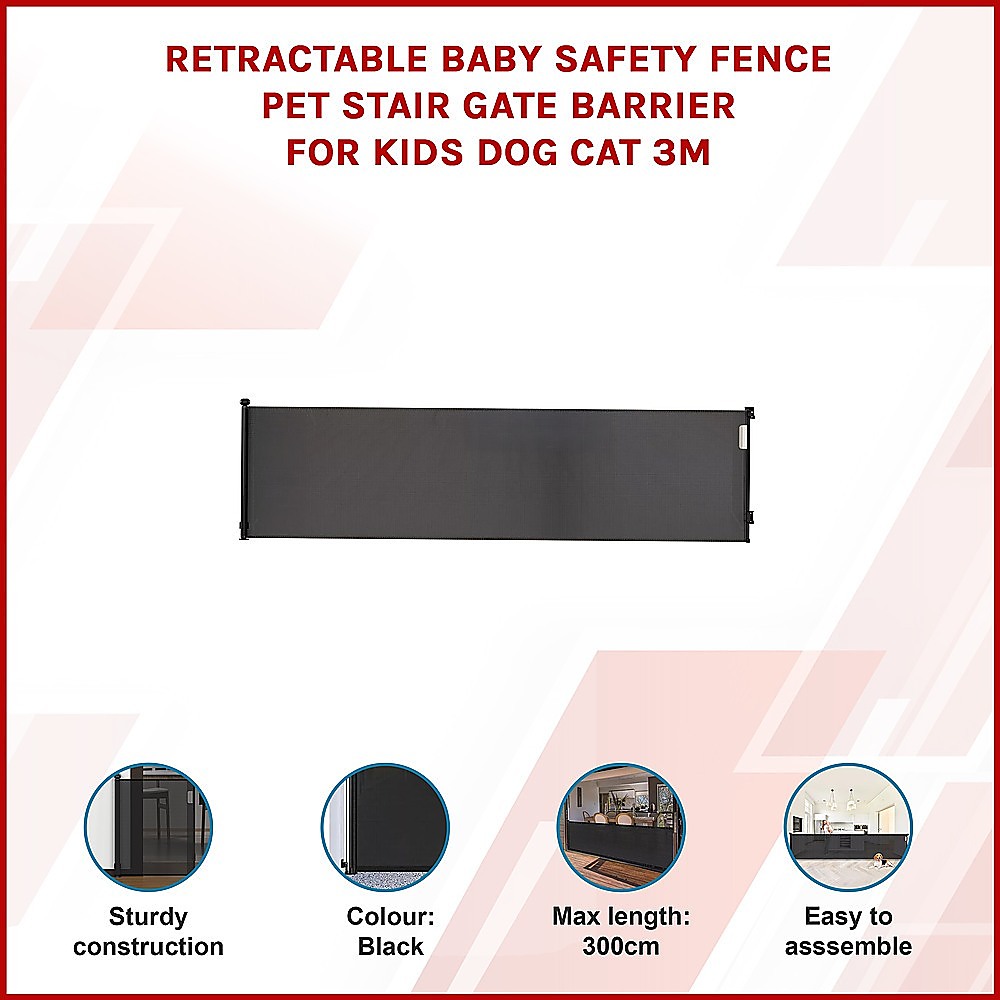 Retractable Baby Safety Fence Pet Stair Gate Barrier for Kids Dog Cat 3M โ image 3