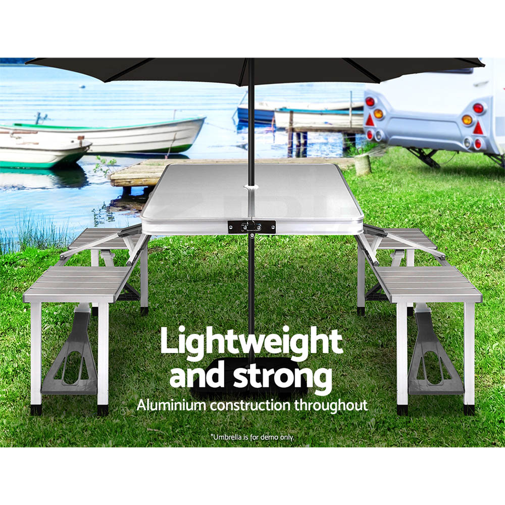 Weisshorn Folding Camping Table Outdoor Picnic BBQ With 2 Bench Chairs Set โ image 5