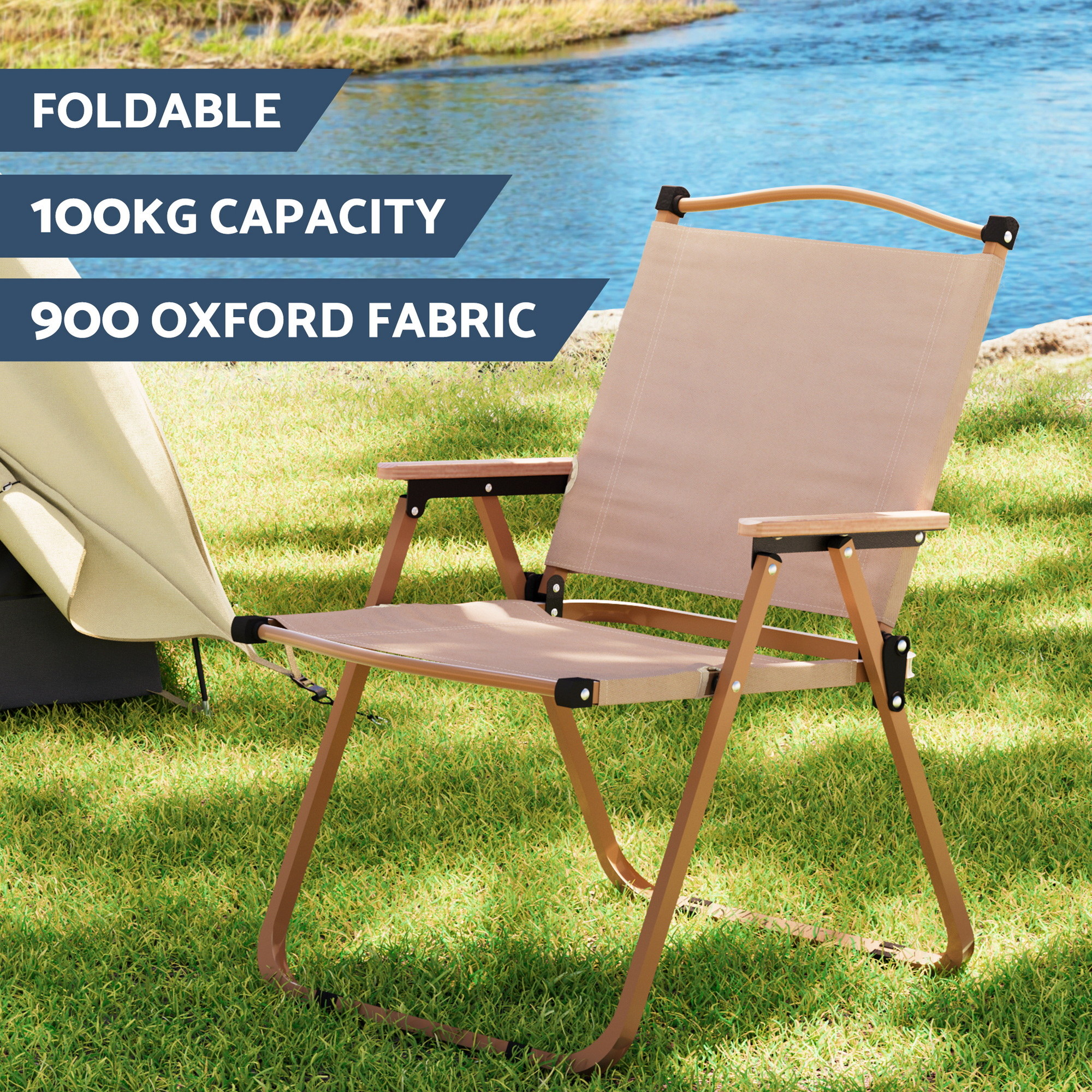 Weisshorn 3pc Camping Table Chair Set Outdoor Folding Aluminium Portable Picnic — image 4