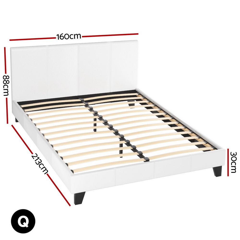 Artiss Bed Frame Queen Size White NEO โ image 3