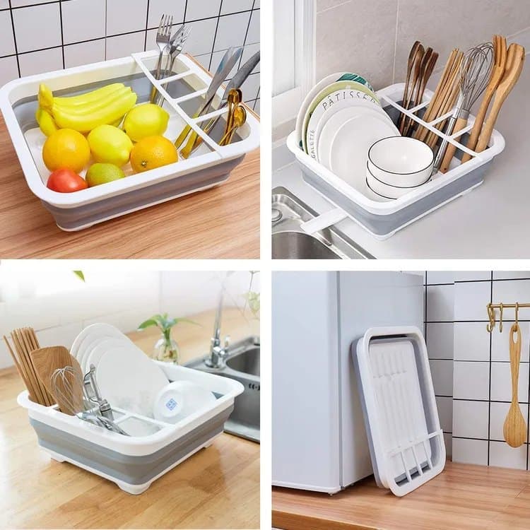 Foldable Dish Rack, gray plastic draining tray for kitchen and camping, 36.5 cm — image 5