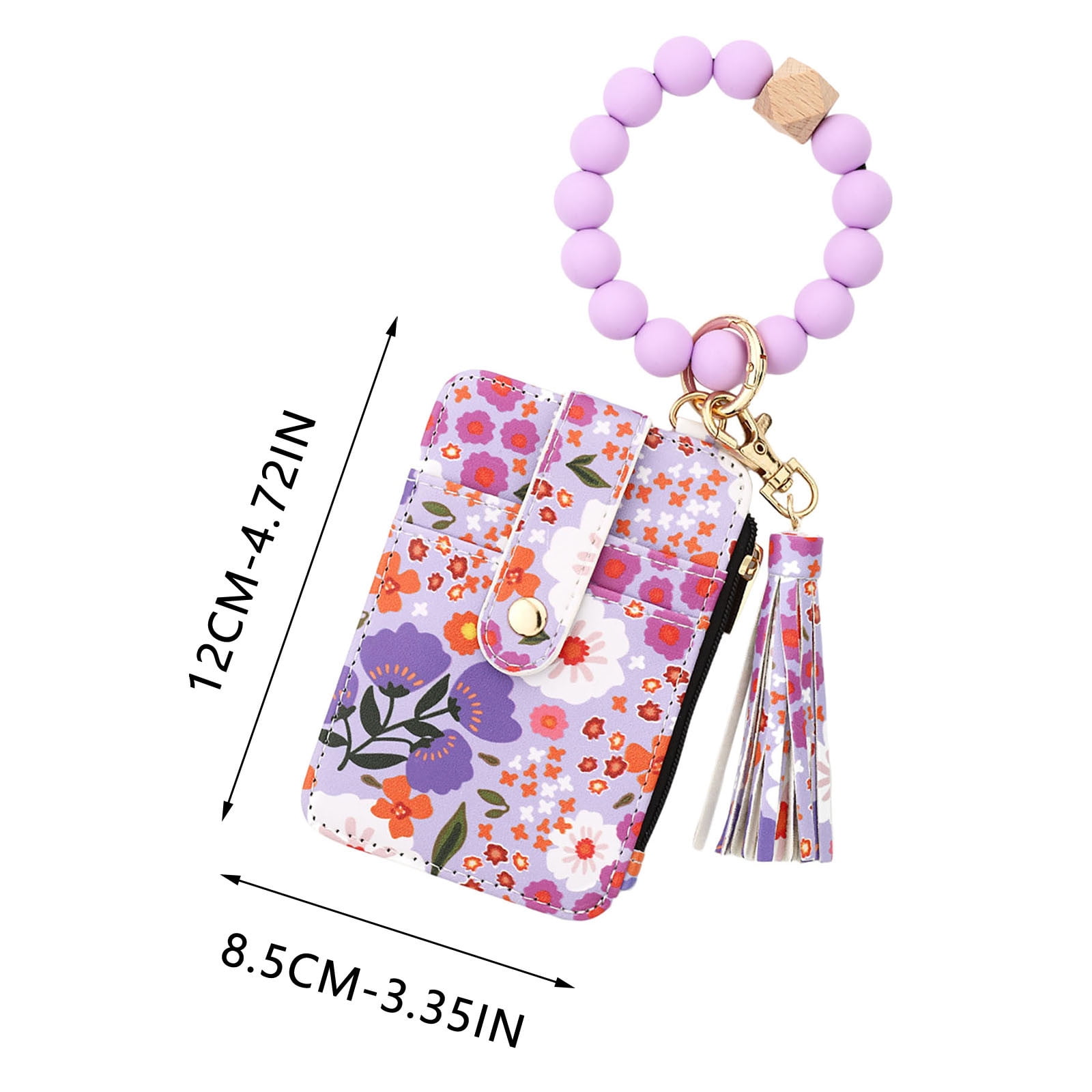 Wallet Women, Wallet Keychain Wristlet for Women, Slim Credit Card Holder Wallet, Fashion Tassel Keychain Bangle Key Ring Purse for Women ( 18 Kinds of Prints — image 3
