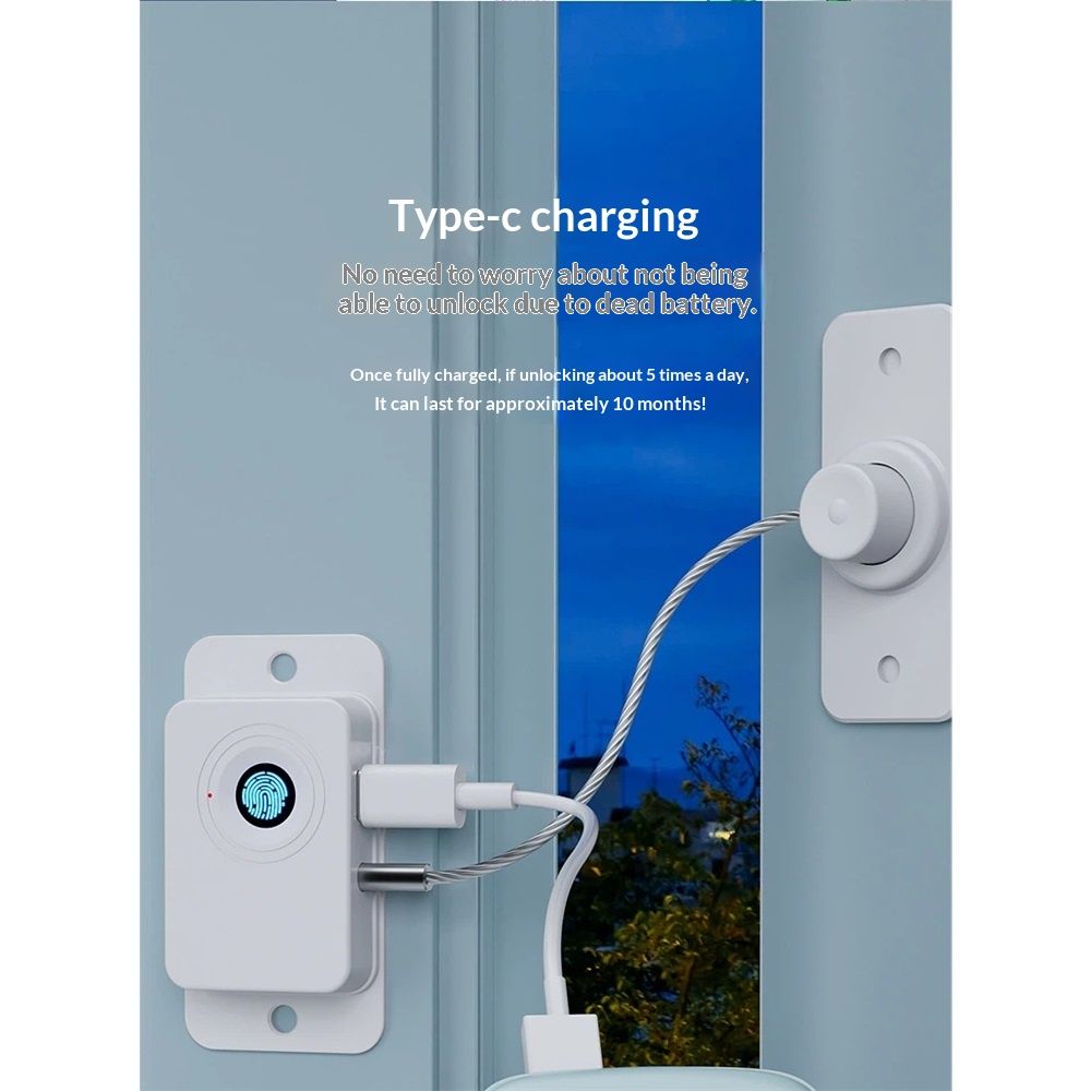 Fingerprint Fridge Lock - Child & Pet Proof Security for Drawers, Cabinets, Ovens, Toilet | Smart Biometric& | Easy Install | Quick Unlock (White, 1 Pcs) — image 2
