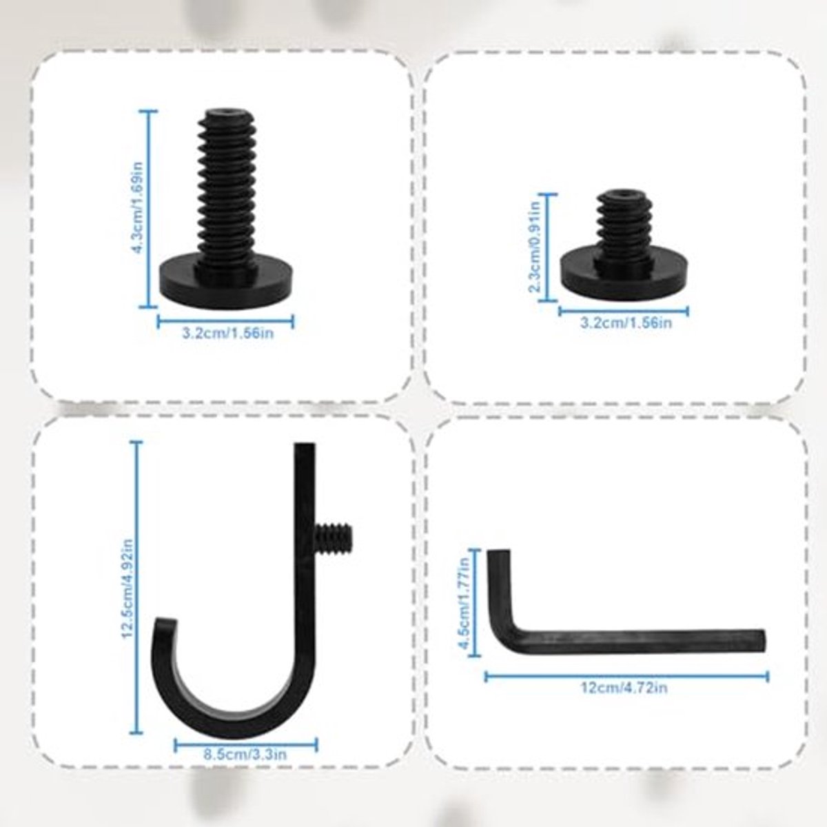 Set of 16 Storage Hooks for Suncast, 5 Black J-Shaped Tool Hooks Organizer with Long Wrench Short Screw Compatible with Suncast/Craftsman Storage Accessories โ image 5