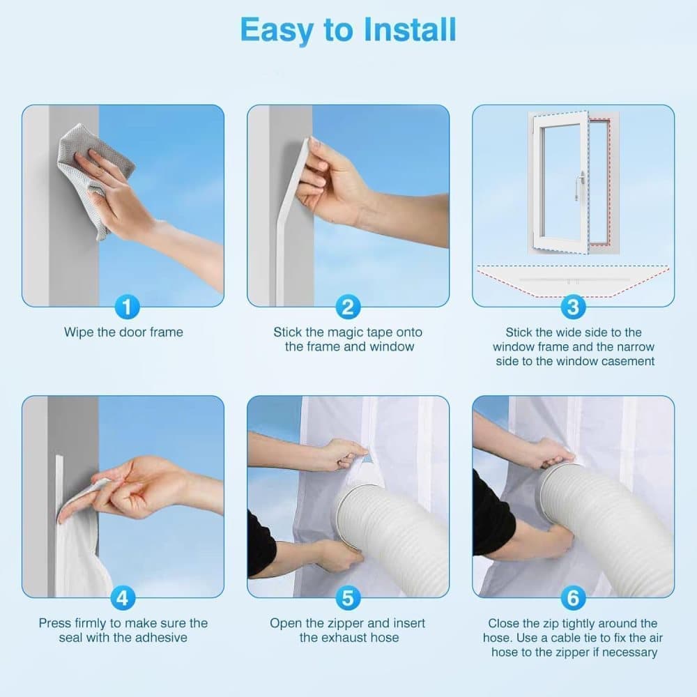 Window Seal for Portable AC, 500 x 38cm, Sealing Cloth with Zipper and Tape, Compatible with All Mobile Air Conditioners — image 5