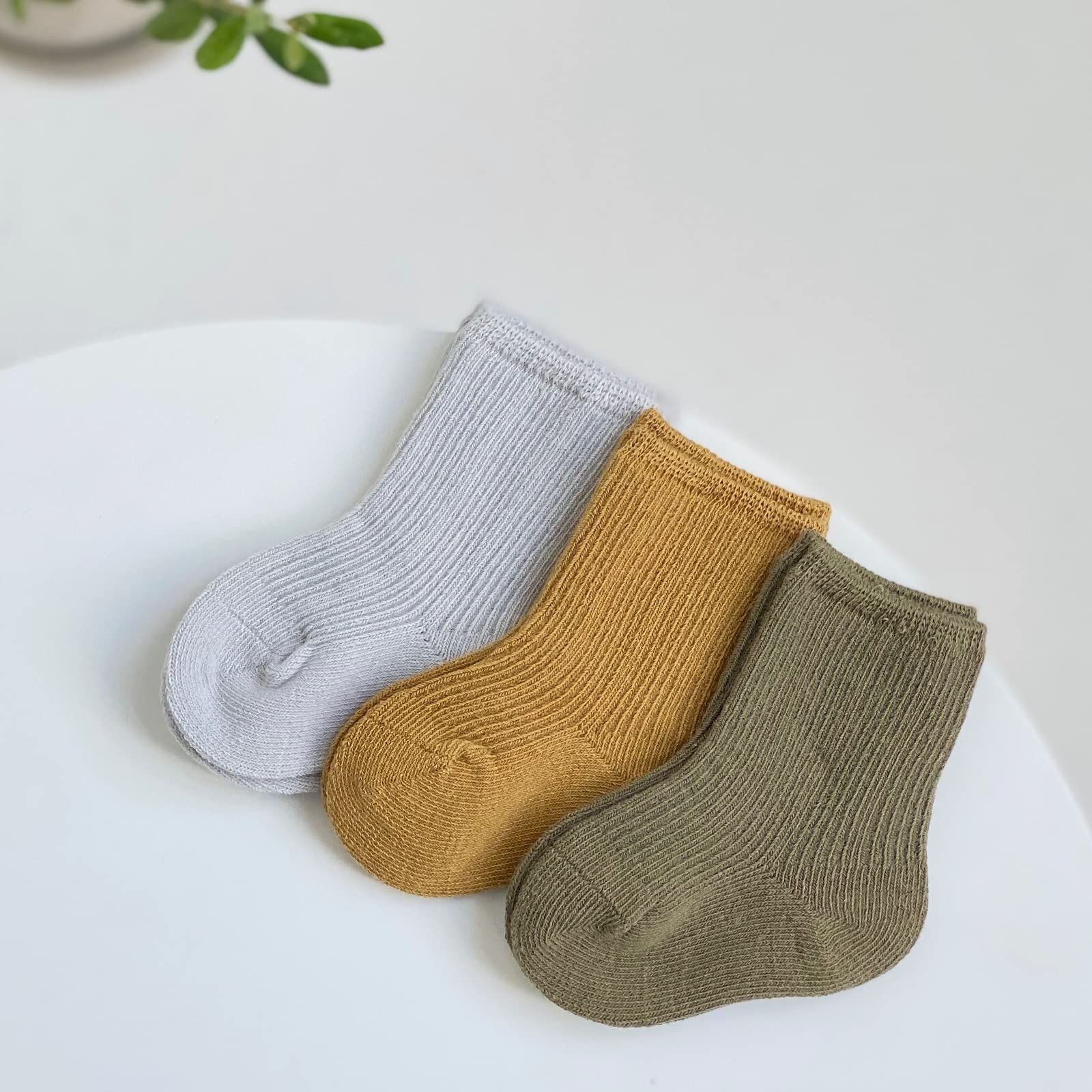 9 pairs Toddler Socks Unisex Baby Crew Socks for Infant Boys Girls Stretchy Cotton Socks Kids 0-36 Months — image 3