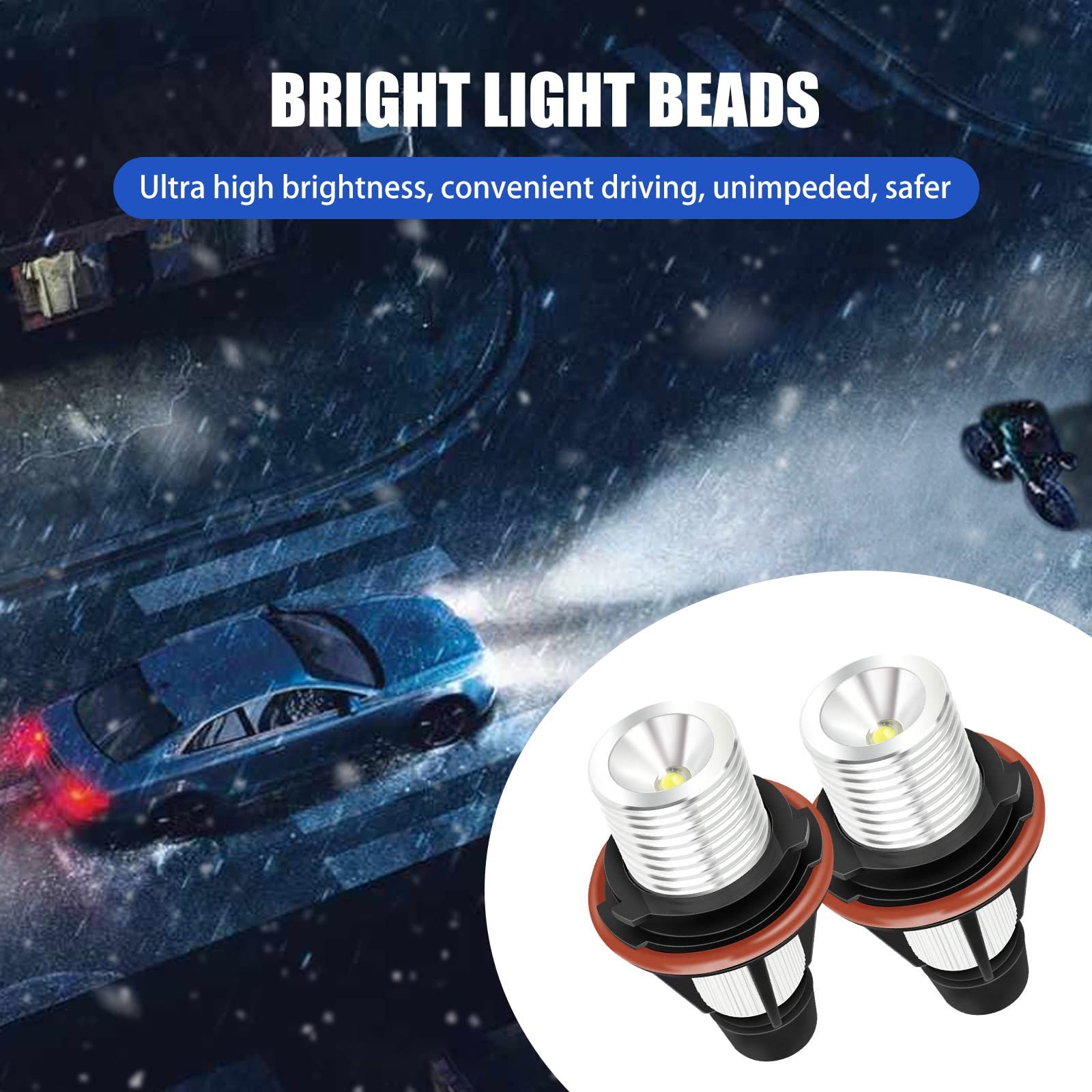 2 pcs Car Angel Eyes Marker Lights Bulbs, Plug and Play Led Non-polarized Car Lights Compatible for E39 E53 X5 (White) โ image 5