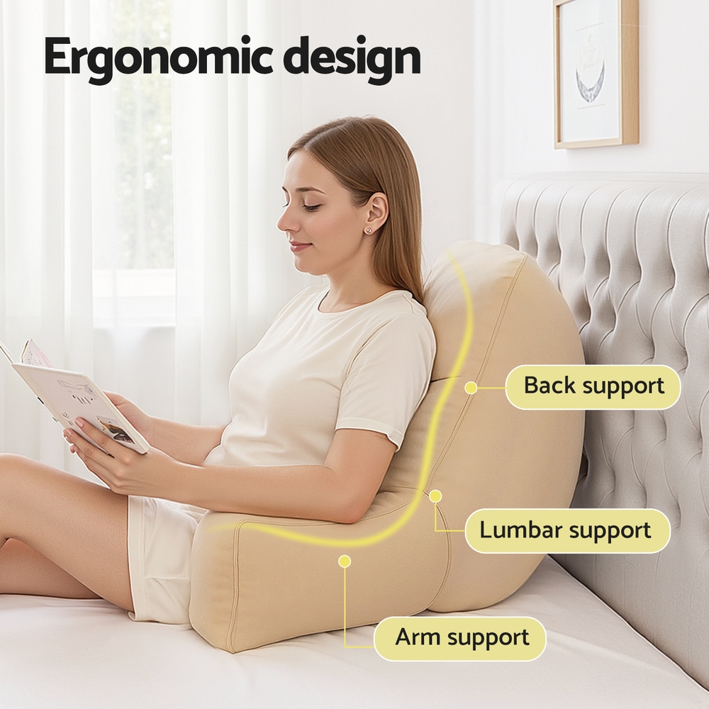 Giselle Reading Pillow Back Rest Lumbar Support Cushion Oatmeal — image 4