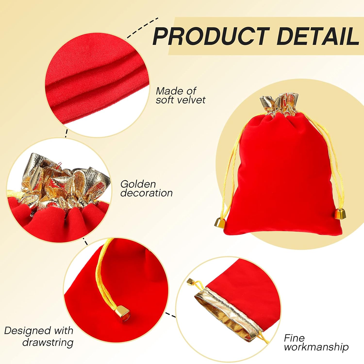 50 Pieces Velvet Bags Soft Jewelry Pouch with Drawstrings Velour Packaging Drawstring Present Bag for Candy Wedding Party Birthday Christmas Thanksgiving, 4.7 — image 6